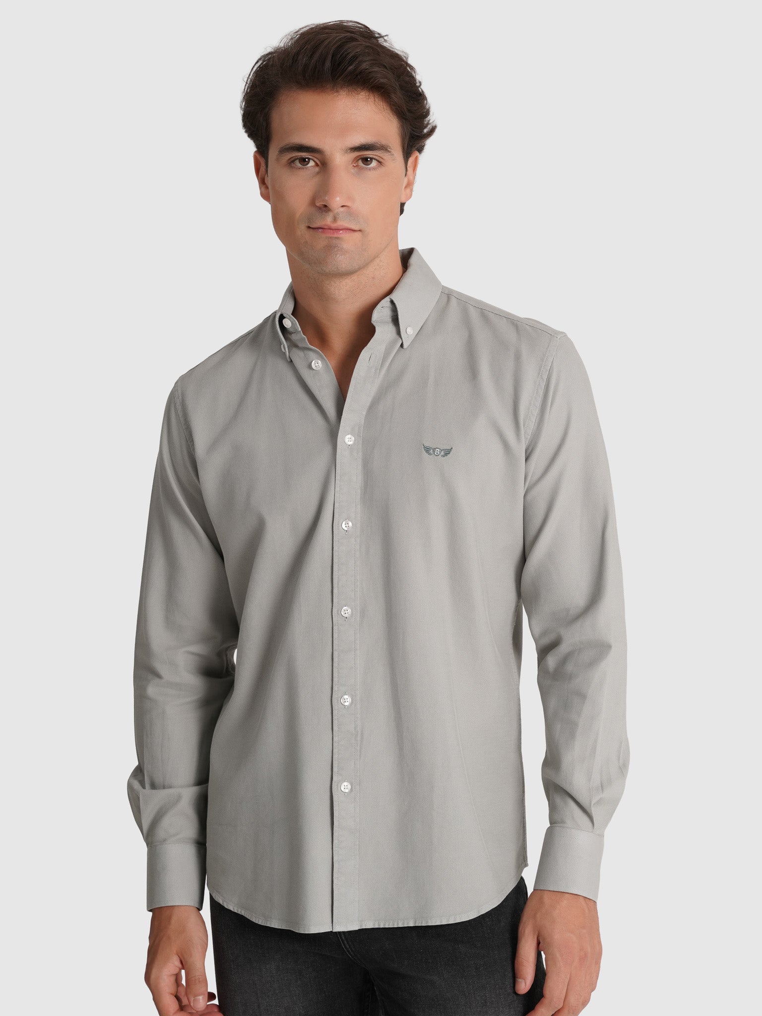 GREEN COTTON SHIRT LONG SLEEVE REGULAR FIT MR. BLUE
