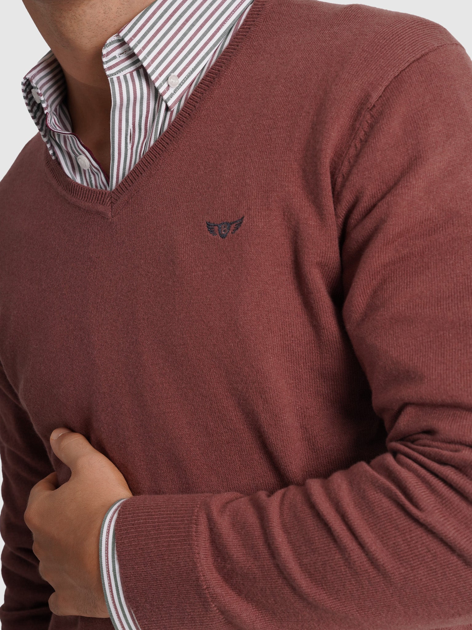 RED WOOL PULLOVER LONG SLEEVE REGULAR FIT MR. BLUE