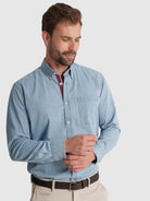 CAMISA ALGODÓN AZUL MANGA LARGA REGULAR FIT MR. AZUL