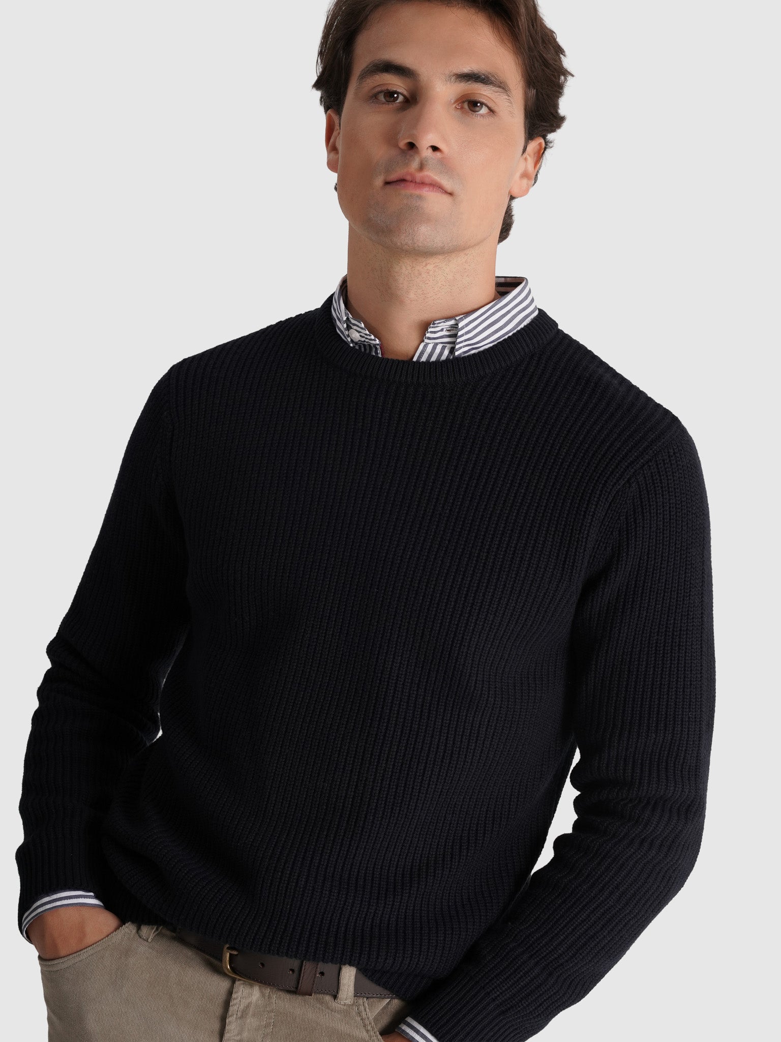 BLUE COTTON PULLOVER LONG SLEEVE REGULAR FIT MR. BLUE