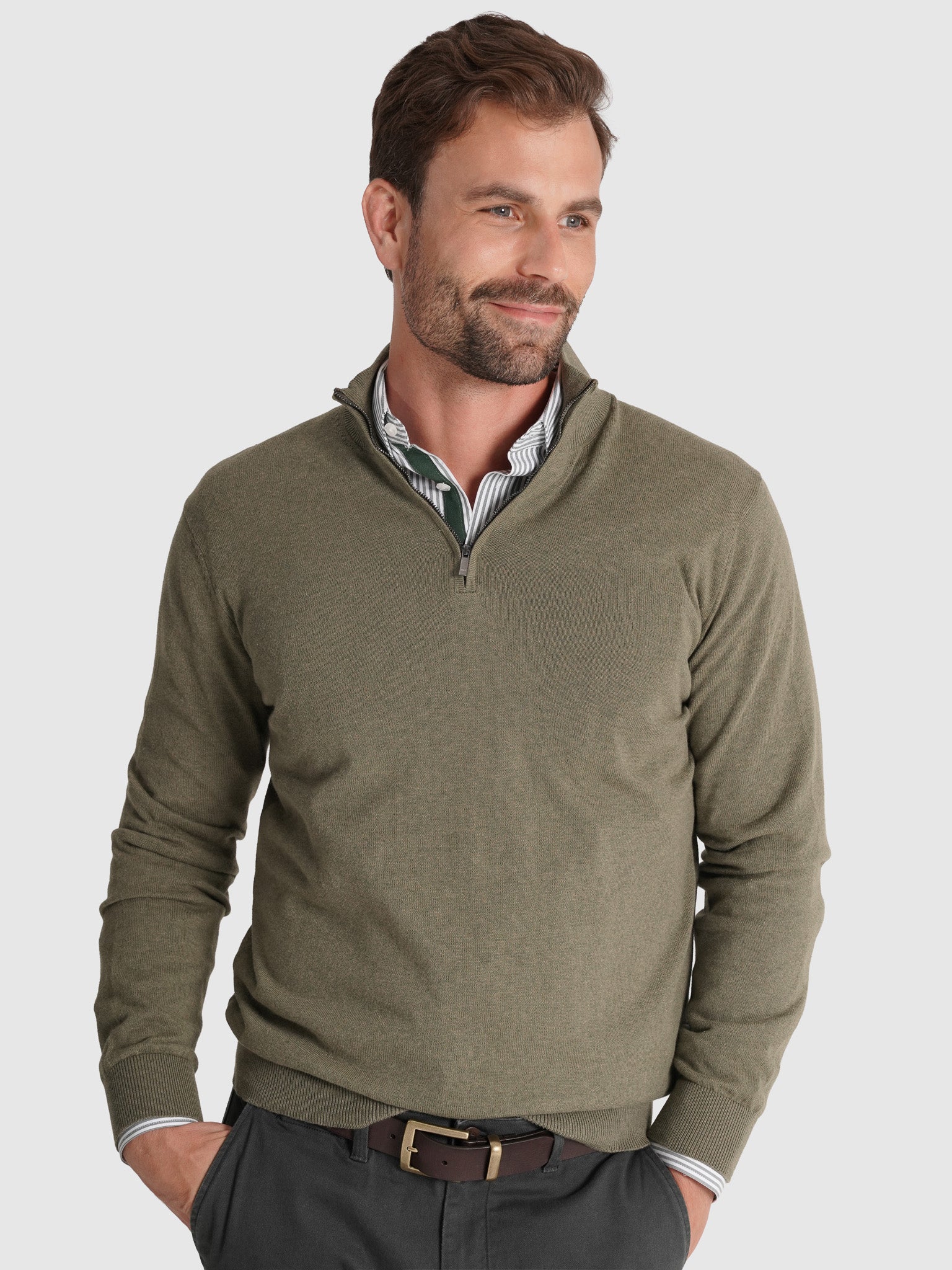 JERSEY DE CASHMERE VERDE MANGA LARGA REGULAR FIT MR. AZUL