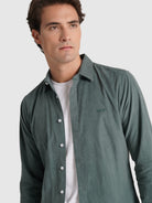 BOMBAZINE GREEN SHIRT LONG SLEEVE TAILORED FIT MR. BLUE