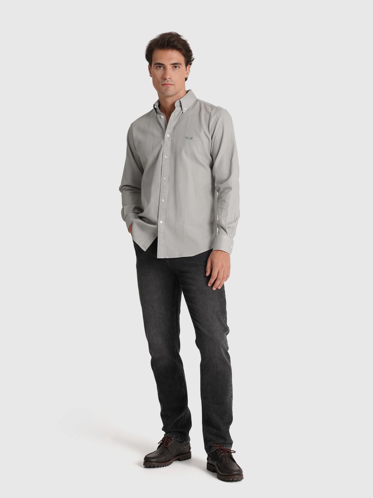CAMISA ALGODÃO VERDE MANGA COMPRIDA REGULAR FIT MR. BLUE