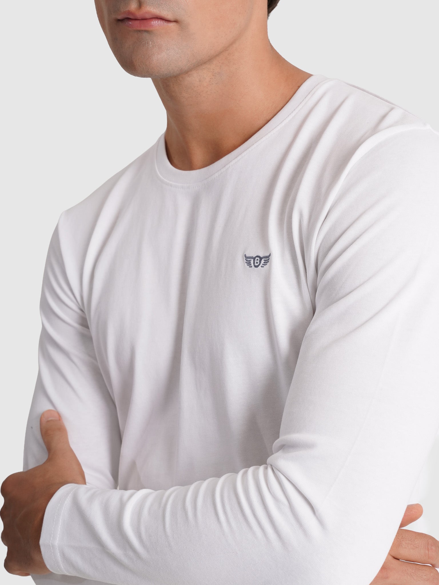 CAMISETA DE ALGODÓN BLANCA MANGA LARGA REGULAR FIT MR. AZUL