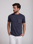 T-SHIRT ALGODÃO AZUL MANGA CURTA REGULAR FIT MR. BLUE