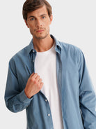 CAMISA MR SASTRERÍA AZUL BOMBAZINE. AZUL