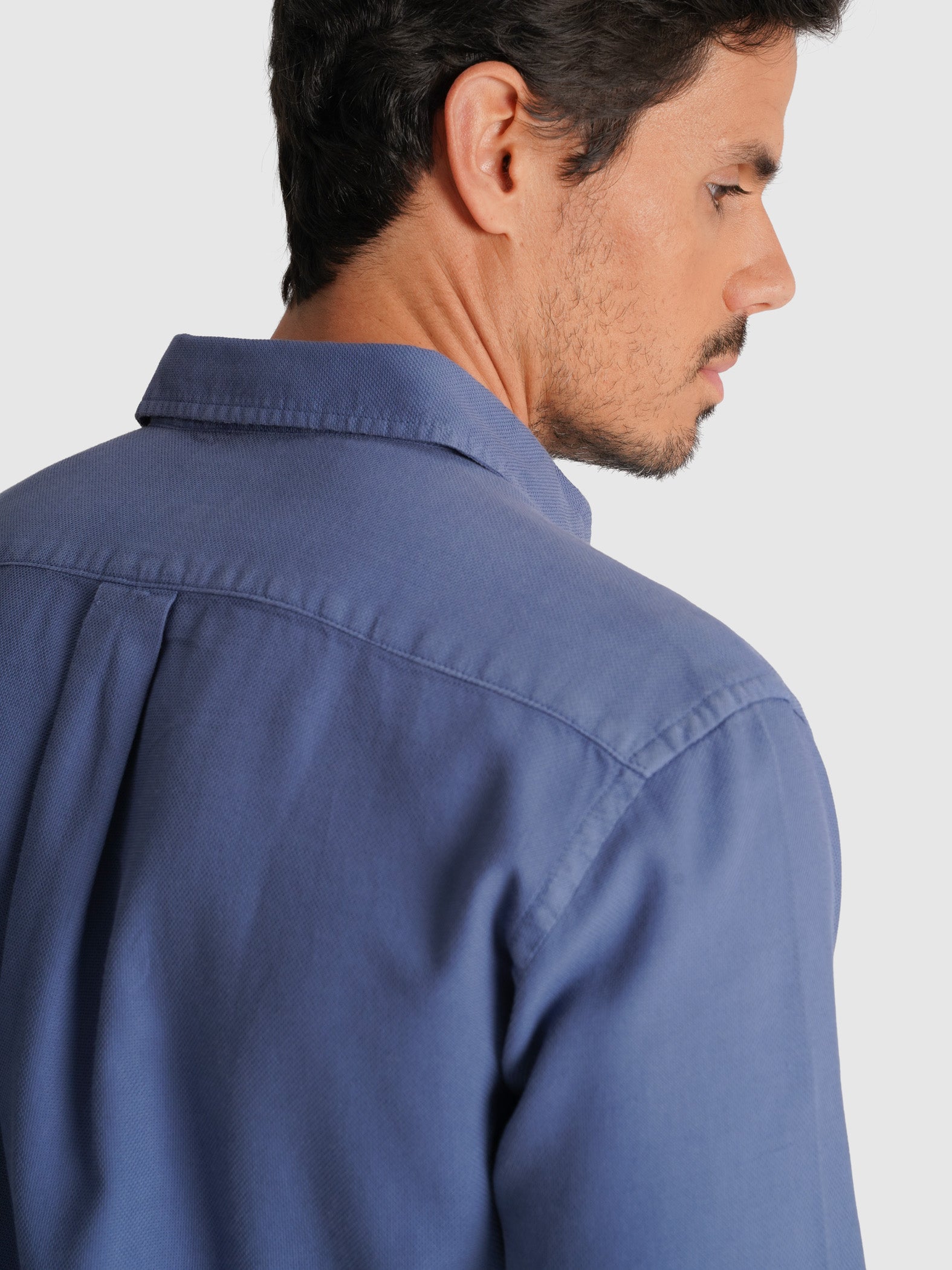 CAMISA DOBBY AZUL MANGA COMPRIDA TAILORED FIT MR. BLUE