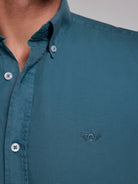 CAMISA ALGODÃO VERDE MANGA CURTA REGULAR FIT MR. BLUE