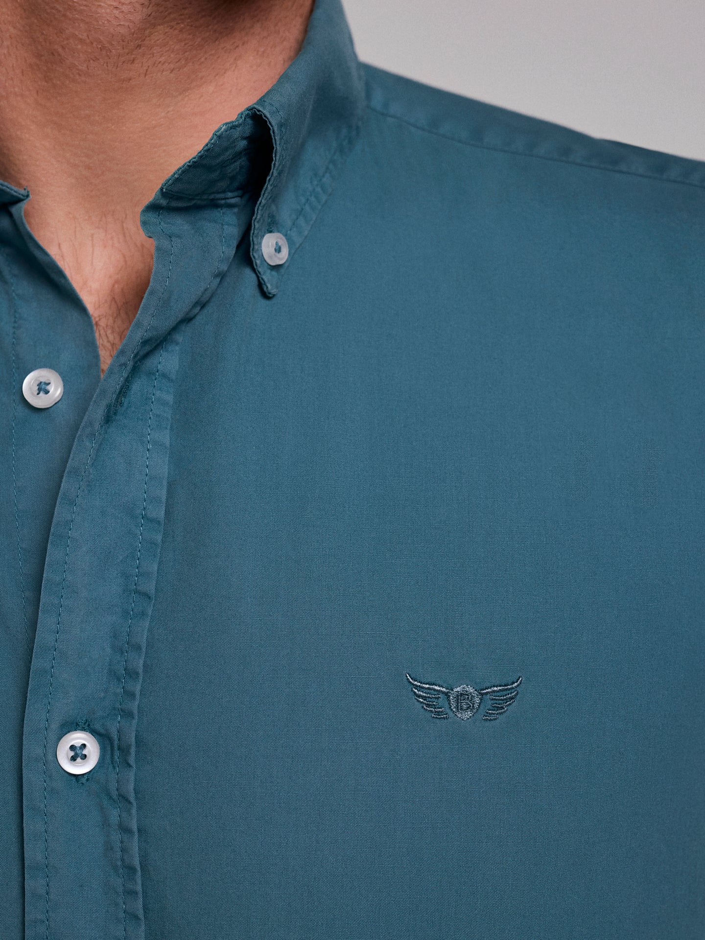 CAMISA ALGODÃO VERDE MANGA CURTA REGULAR FIT MR. BLUE