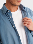 CAMISA MR SASTRERÍA AZUL BOMBAZINE. AZUL