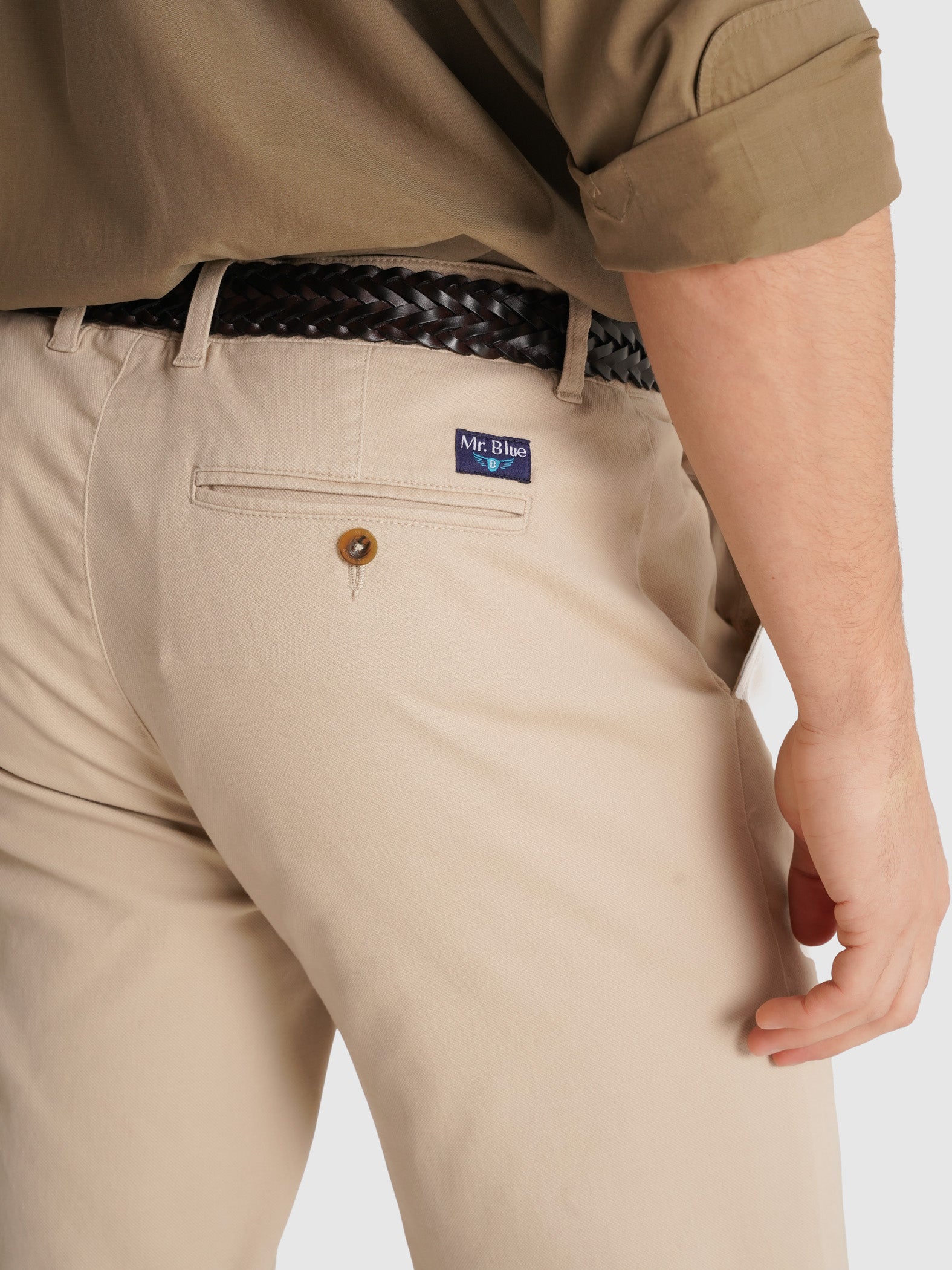 CALÇAS DOBBY BEGES REGULAR FIT MR. BLUE
