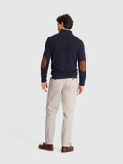BLUE PULLOVER WITH REGULAR FIT MR ELBOW PADS. BLUE