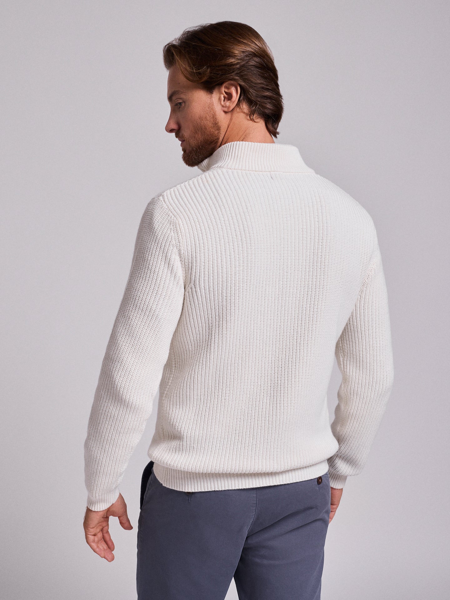 JERSEY DE ALGODÓN BLANCO MANGA LARGA AJUSTE REGULAR MR. AZUL