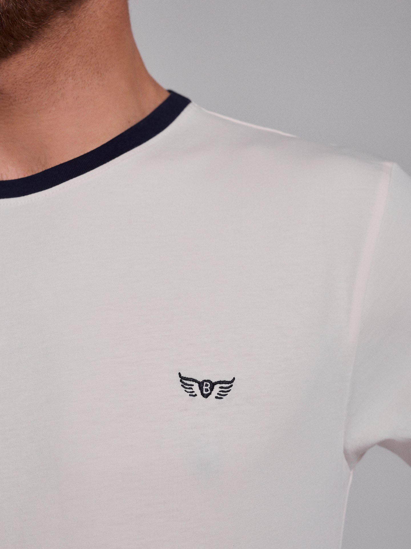 WHITE COTTON T-SHIRT SHORT SLEEVES REGULAR FIT MR. BLUE