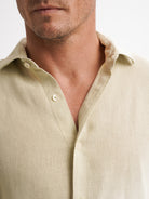 Camisa Tailored Fit Linho Verde Mr. Blue