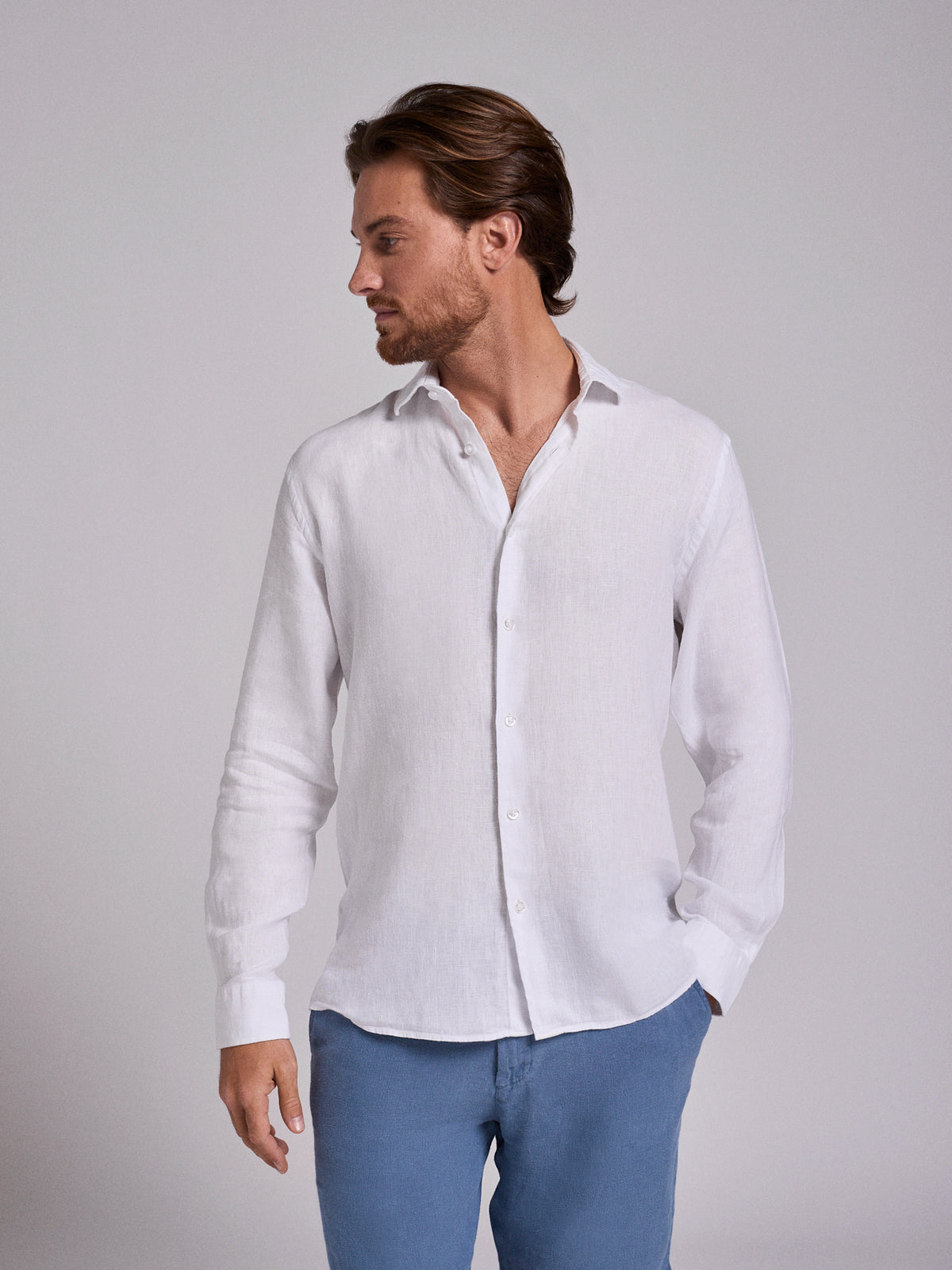 CAMISA LINHO TAILORED FIT BRANCA LISA MARK BELLUCCI