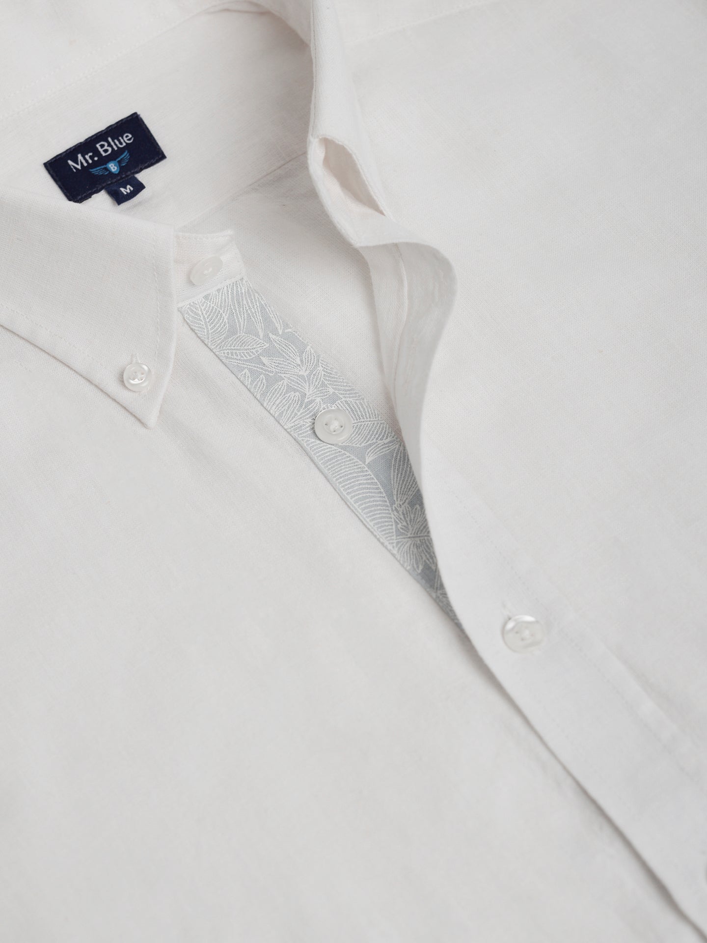 Regular Fit White Linen Shirt Mr. Blue