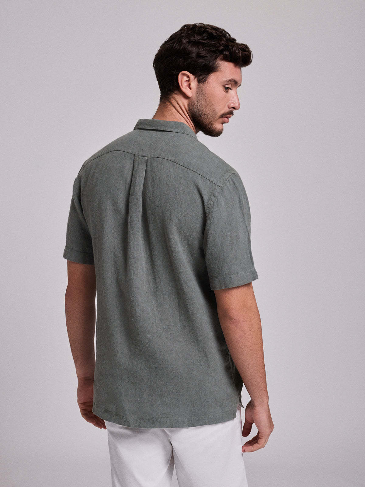 CAMISA LINHO VERDE MANGA CURTA REGULAR FIT MARK BELLUCCI