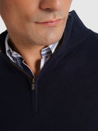 BLUE PULLOVER WITH REGULAR FIT MR ELBOW PADS. BLUE