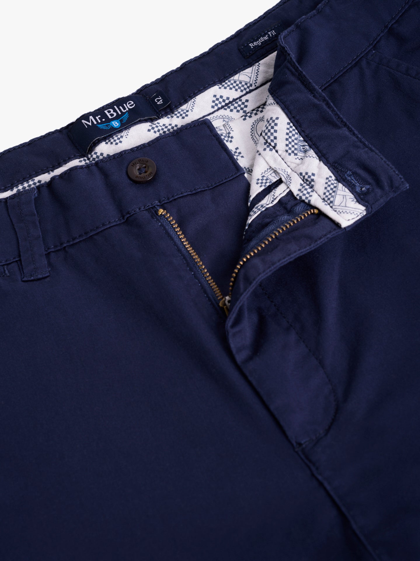 CALÇAS TWILL AZUIS REGULAR FIT MR. BLUE