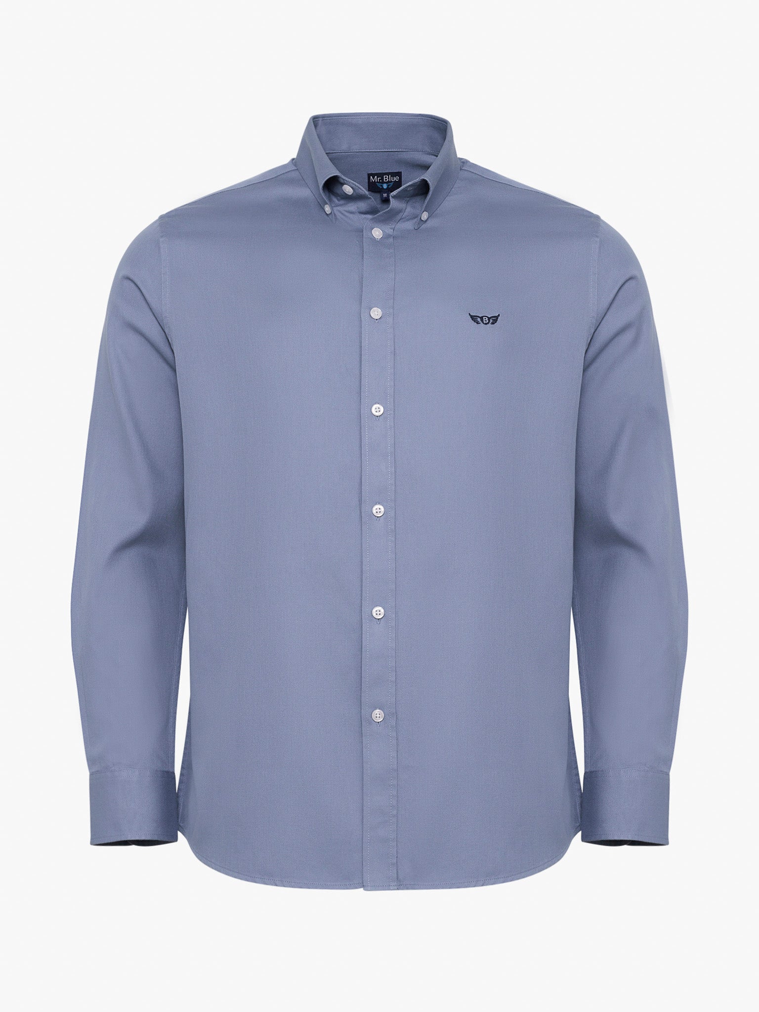 Camisa Algodão Azul Manga Comprida Regular Fit Mr. Blue