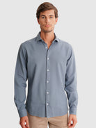 AJUSTE A MEDIDA MR. CAMISA DE ALGODÓN AZUL. AZUL