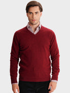 RED THICK PULLOVER WITH REGULAR FIT MR ELBOW PADS. BLUE