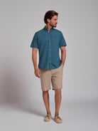 CAMISA ALGODÃO VERDE MANGA CURTA REGULAR FIT MR. BLUE