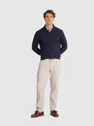BLUE PULLOVER WITH REGULAR FIT MR ELBOW PADS. BLUE