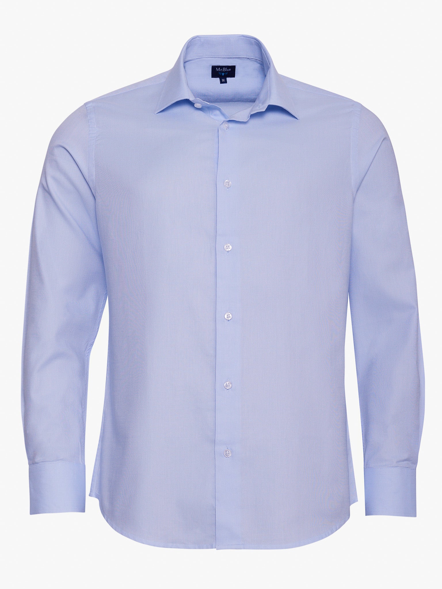 Camisa Algodão Azul Manga Comprida Slim Fit Mr. Blue