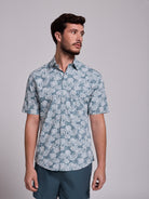 CAMISA ALGODÃO VERDE MANGA CURTA REGULAR FIT MR. BLUE