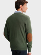 THIN GREEN PULLOVER WITH REGULAR FIT MR ELBOW PADS. BLUE