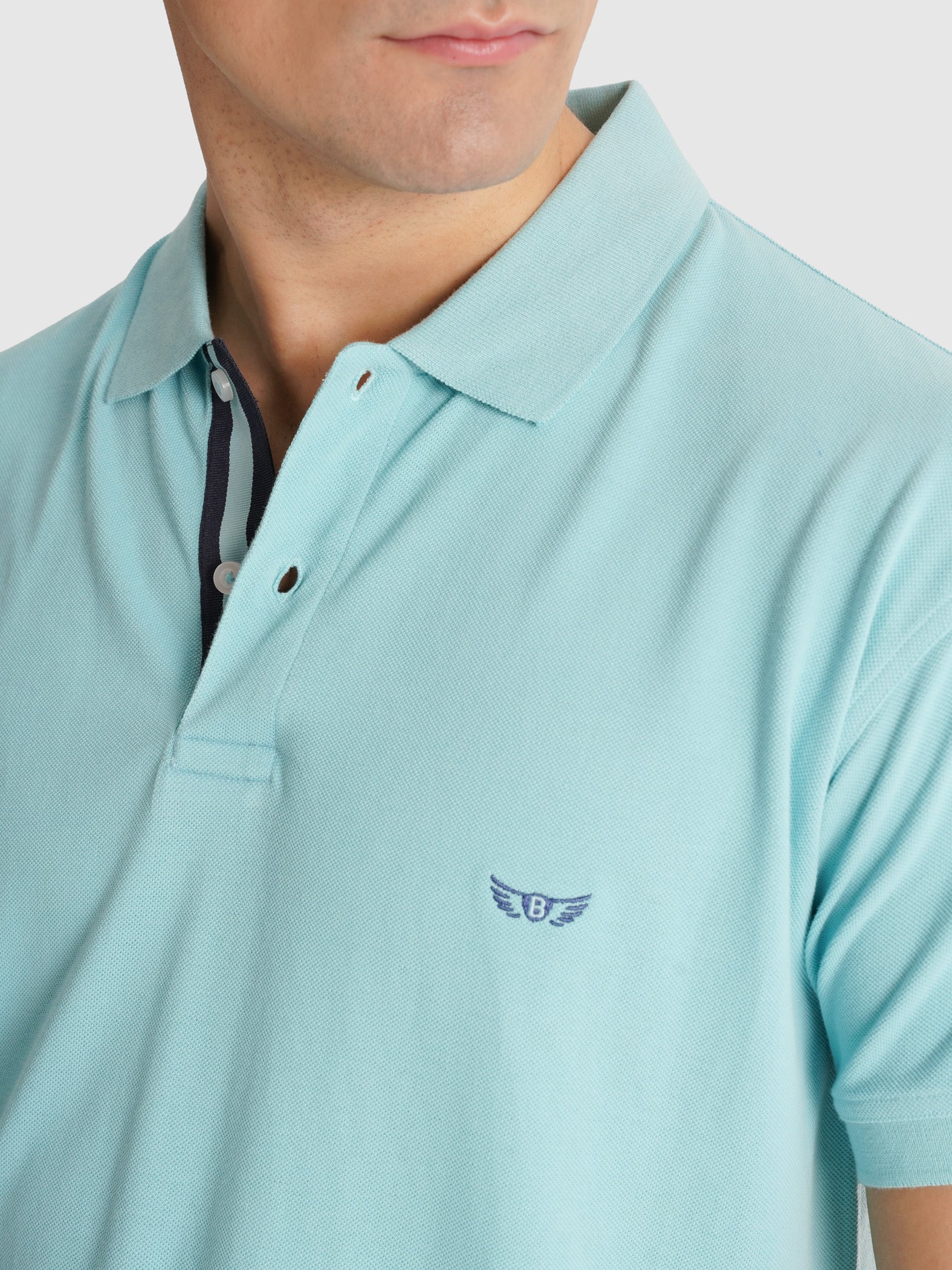 POLO PIQUET AZUL MANGA CURTA REGULAR FIT MR. BLUE