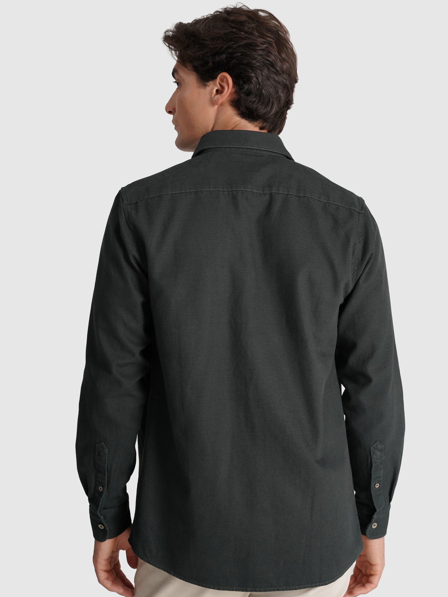 SOBRECAMISA DE ALGODÓN GRIS MANGA LARGA REGULAR FIT MARK BELLUCCI