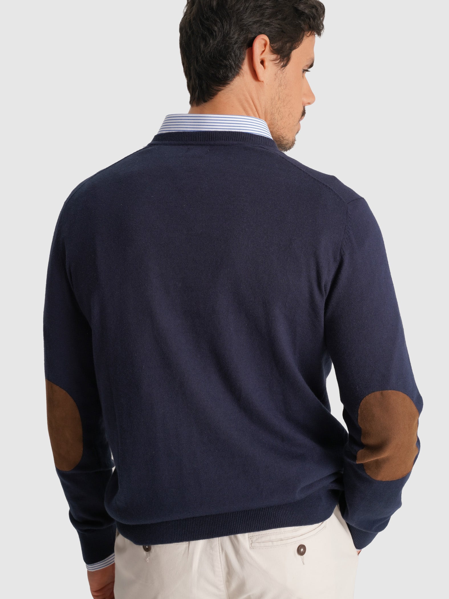 BLUE PULLOVER WITH REGULAR FIT MR ELBOW PADS. BLUE