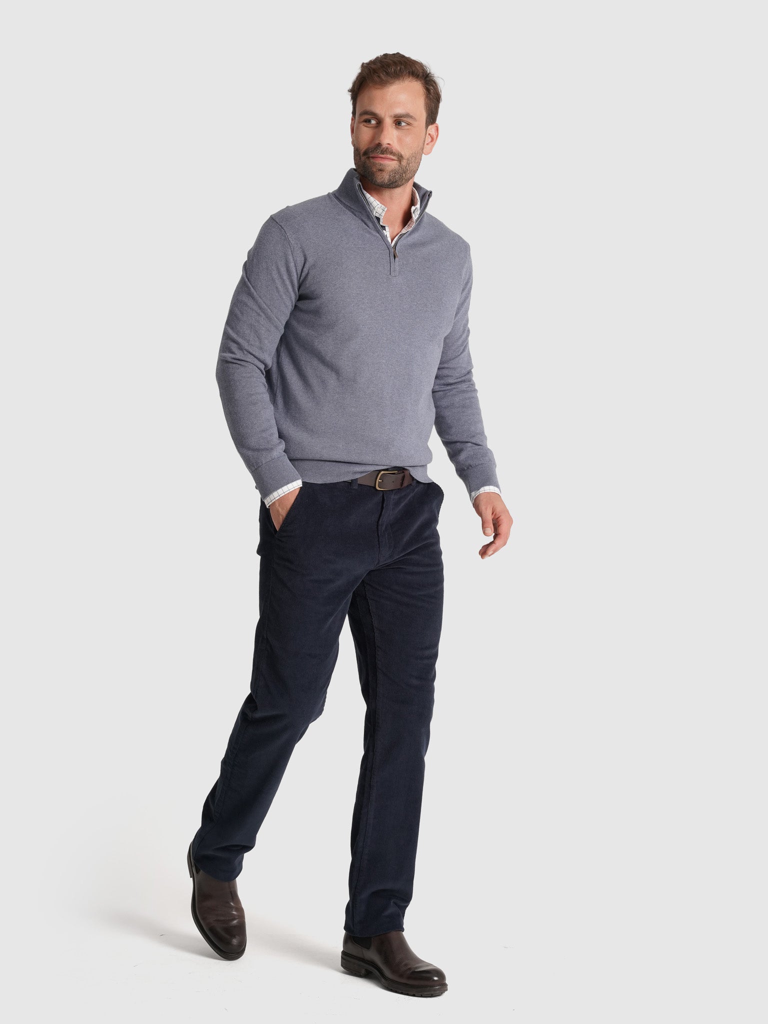 Pullover Caxemira Azul Manga Comprida Regular Fit Mr. Blue