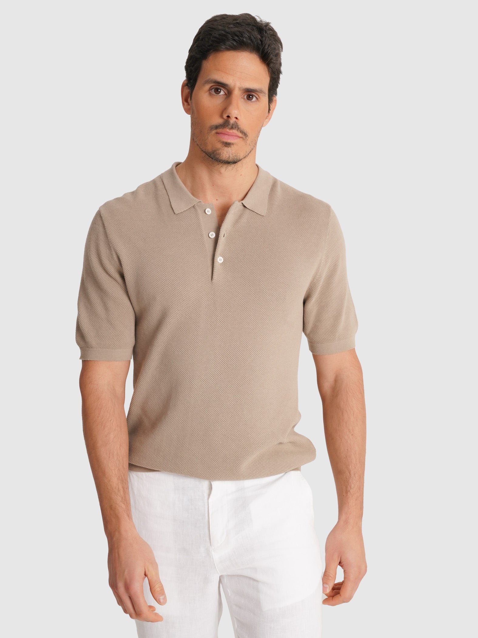 POLO BEGE MANGA CURTA REGULAR FIT MARK BELLUCCI