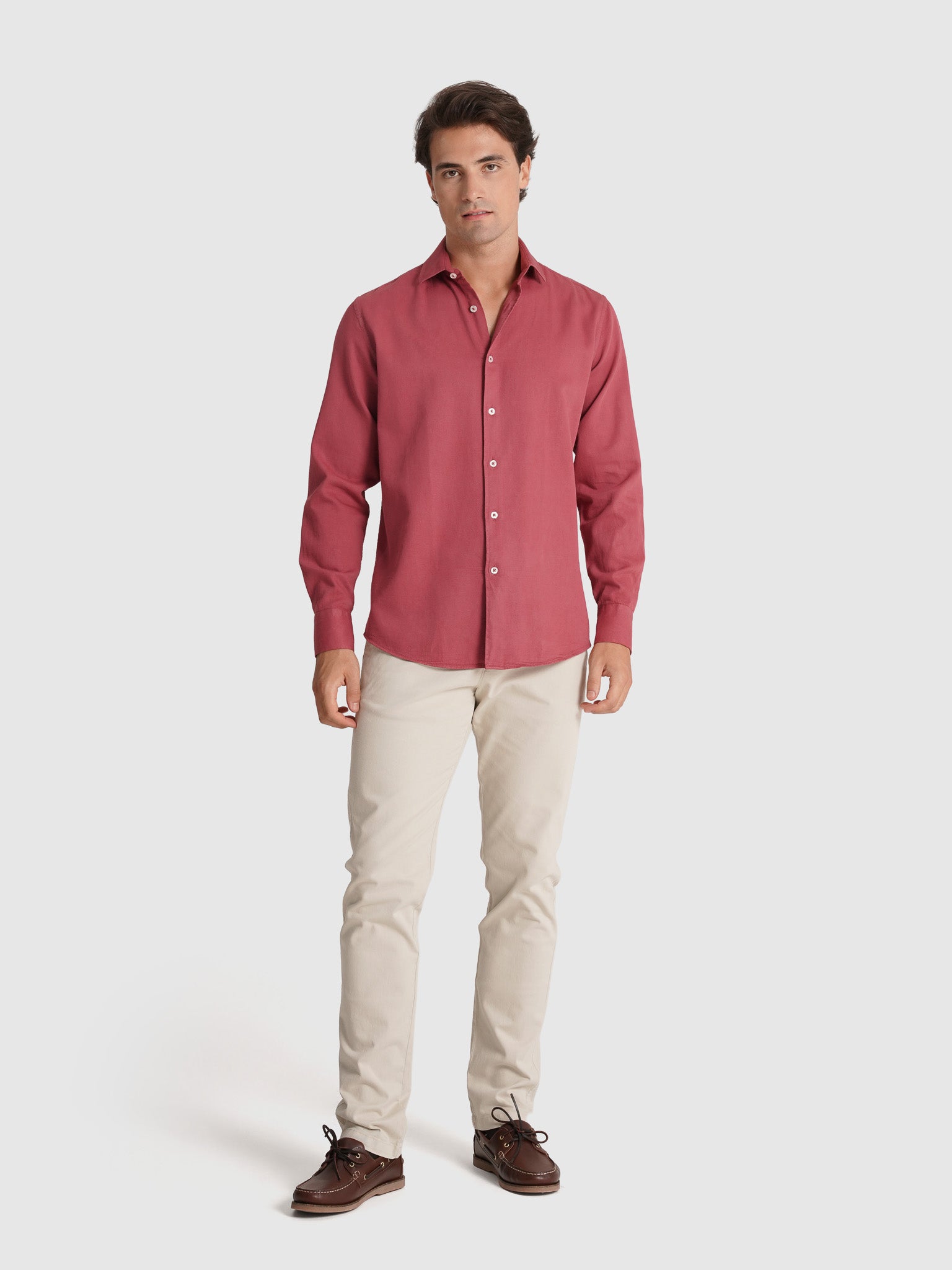 Camisa Algodão Vermelha Manga Comprida Regular Fit Mr. Blue