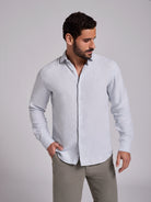 Camisa Linho Azul Manga Comprida Tailored Fit Mr. Blue