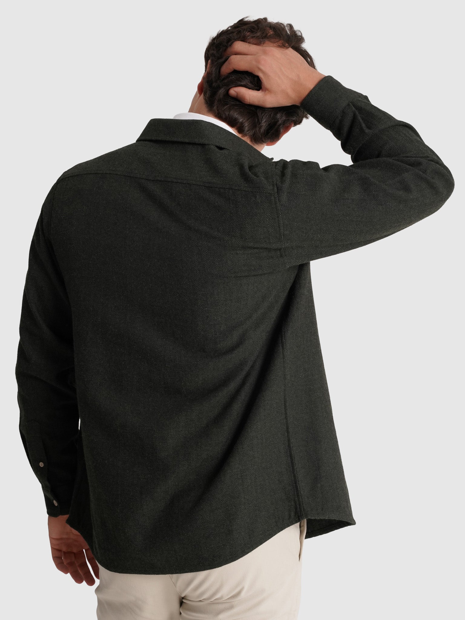 SOBRECAMISA DE LANA VERDE MANGA LARGA REGULAR FIT MARK BELLUCCI