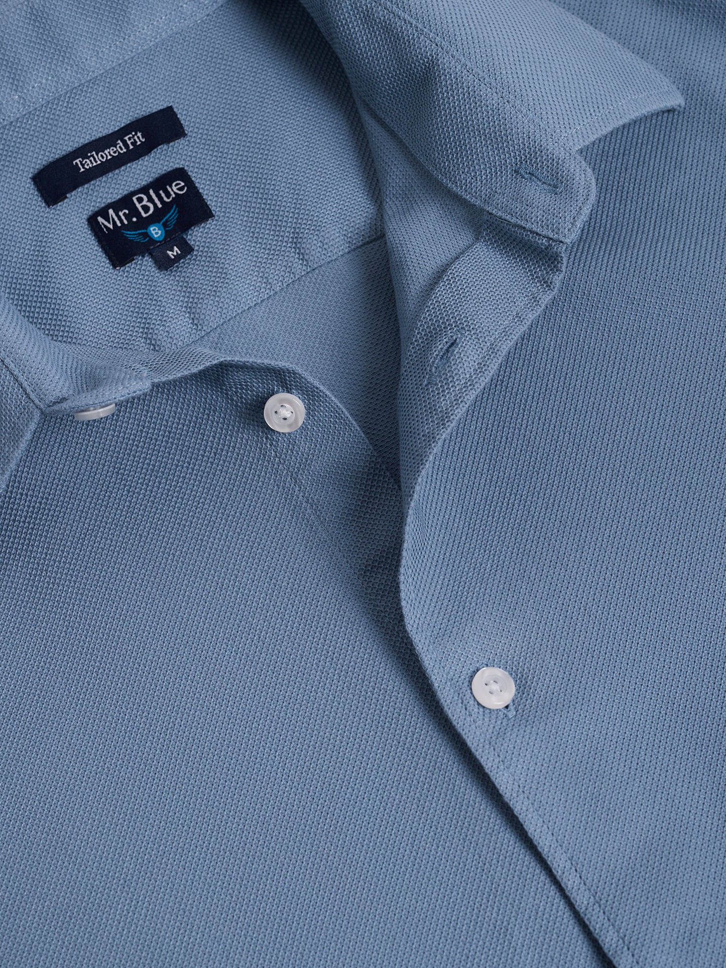 Camisa Algodão Azul Manga Comprida Tailored Fit Mr. Blue