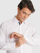 CAMISA OXFORD BRANCA MANGA COMPRIDA SLIM FIT MR. BLUE