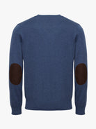 PULLOVER FINO AZUL COM COTOVELEIRA REGULAR FIT MR. BLUE