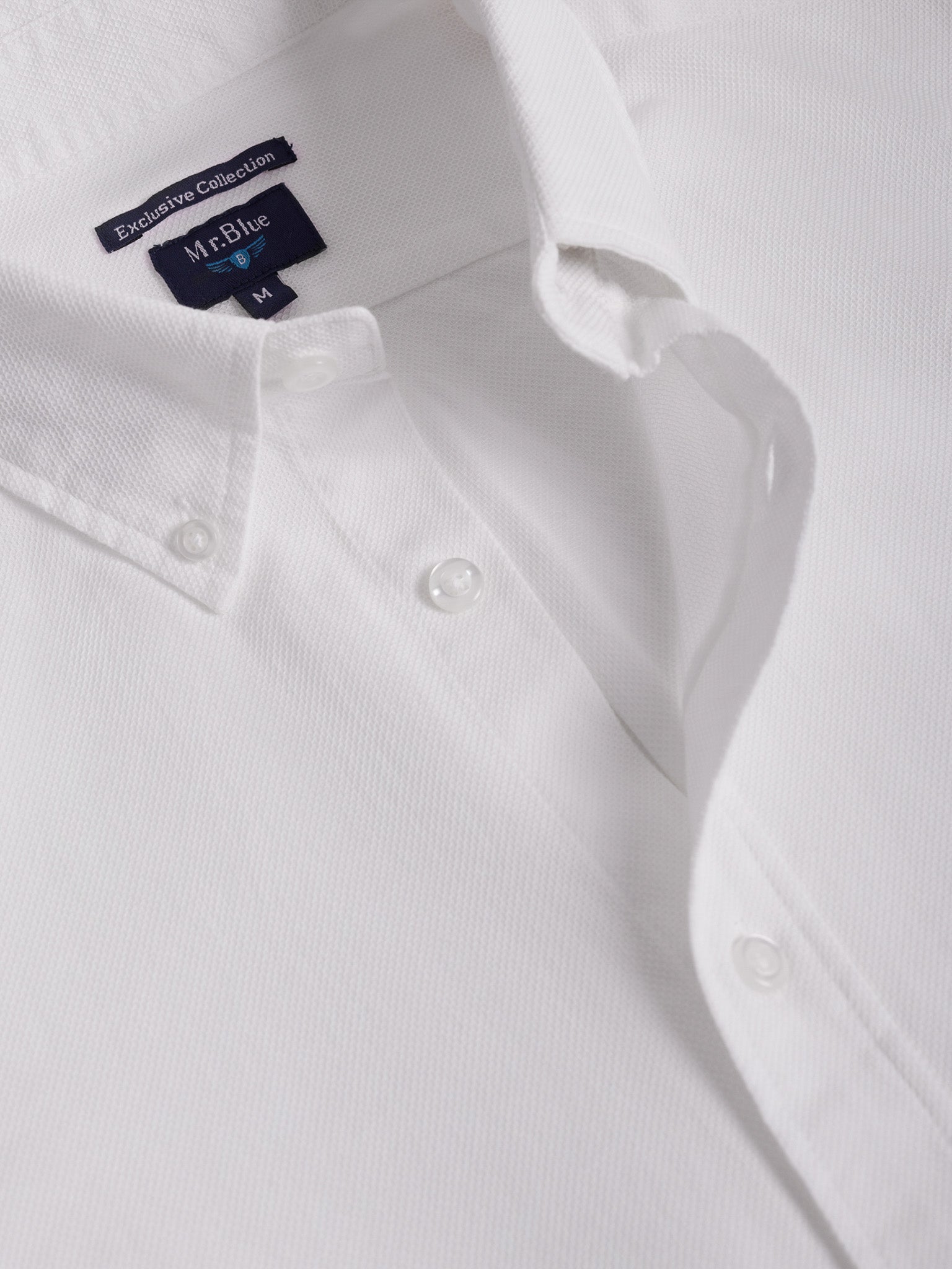 Camisa Algodão Branca Manga Comprida Regular Fit Mr. Blue