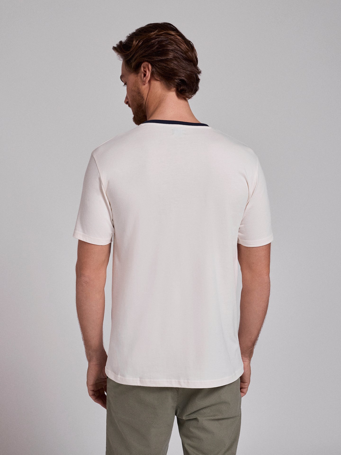 WHITE COTTON T-SHIRT SHORT SLEEVES REGULAR FIT MR. BLUE