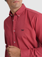 Camisa Algodão Vermelha Manga Comprida Regular Fit Mr. Blue