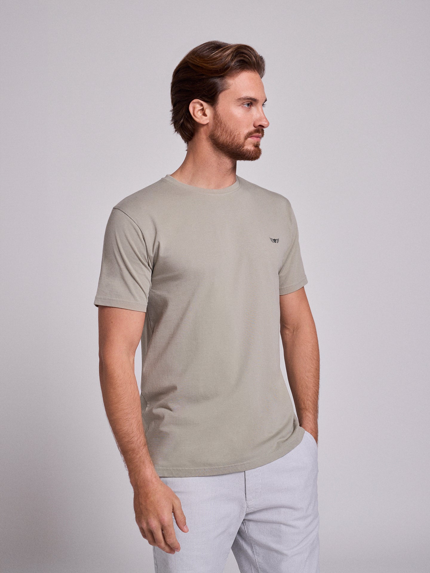 GREEN COTTON T-SHIRT SHORT SLEEVE REGULAR FIT MR. BLUE