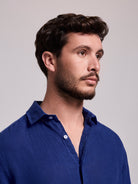 CAMISA LINHO AZUL MANGA COMPRIDA TAILORED FIT MARK BELLUCCI