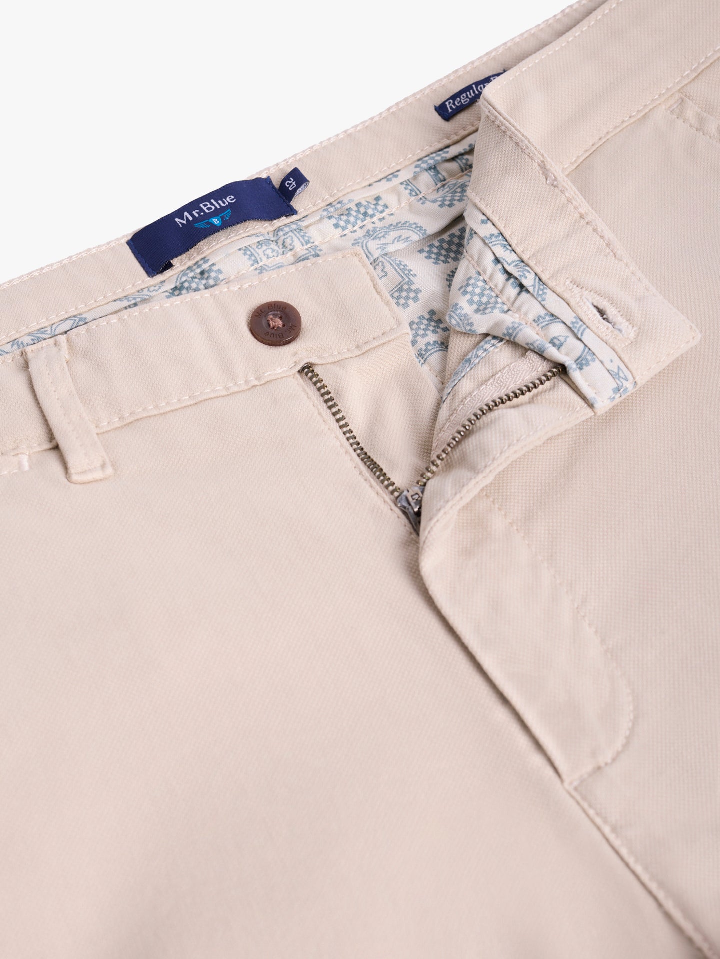 CALÇAS DOBBY BEGES REGULAR FIT MR. BLUE