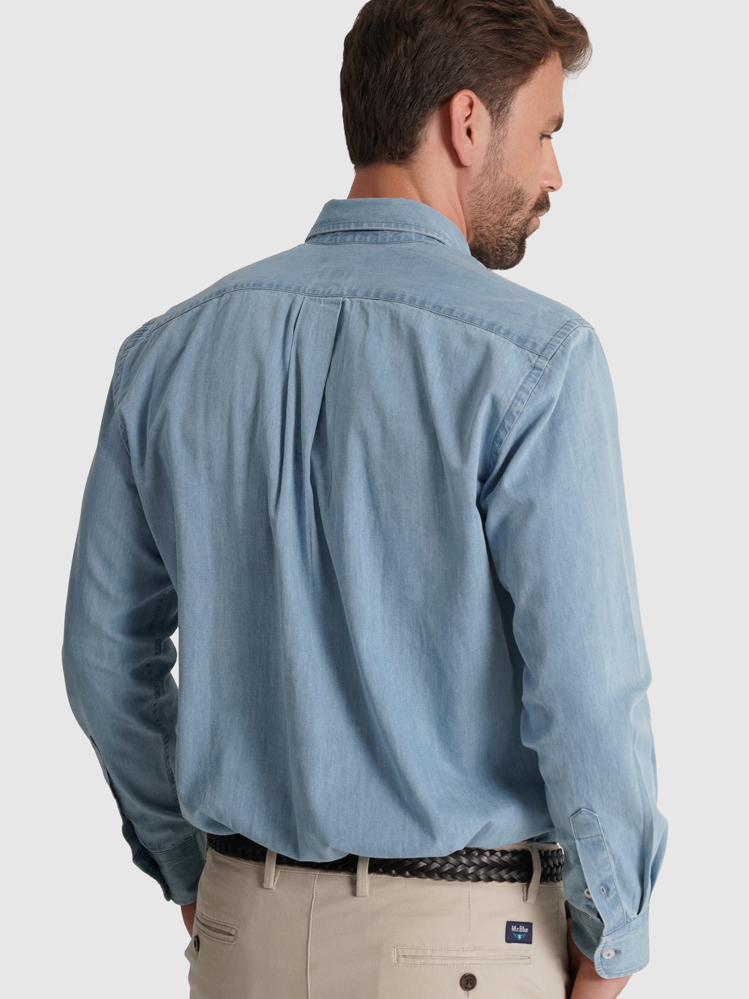 CAMISA ALGODÓN AZUL MANGA LARGA REGULAR FIT MR. AZUL